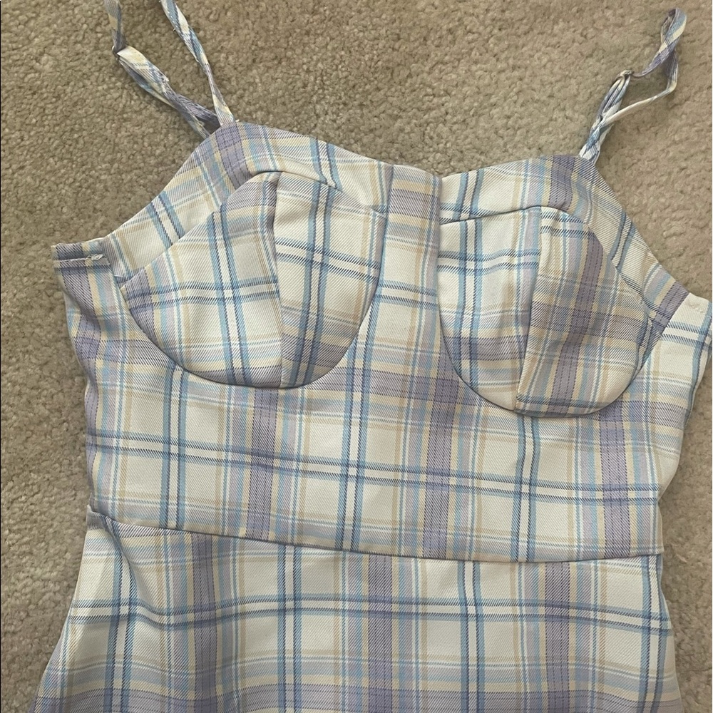 Blue plaid summer dress